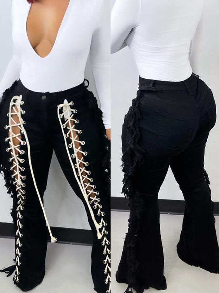 Lace Up Graceful Tank Top Jeans