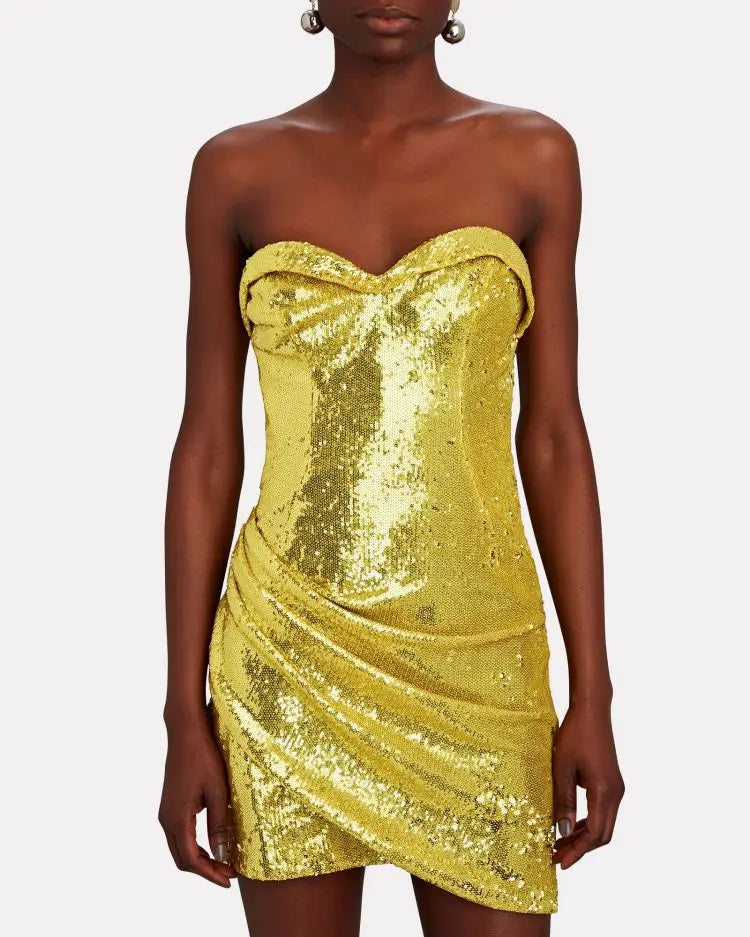 Golden Shining Sequins Mini Party Dress Partydress-241208