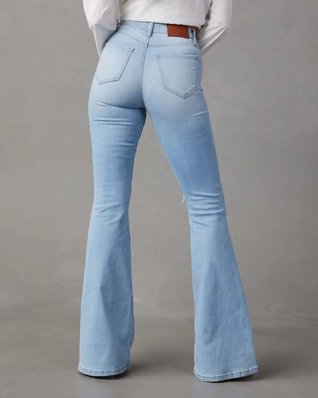 High Waist Flare For Women Fashion Ripped Distressed Denim Woman Bottom Streetwear Ladies Jean