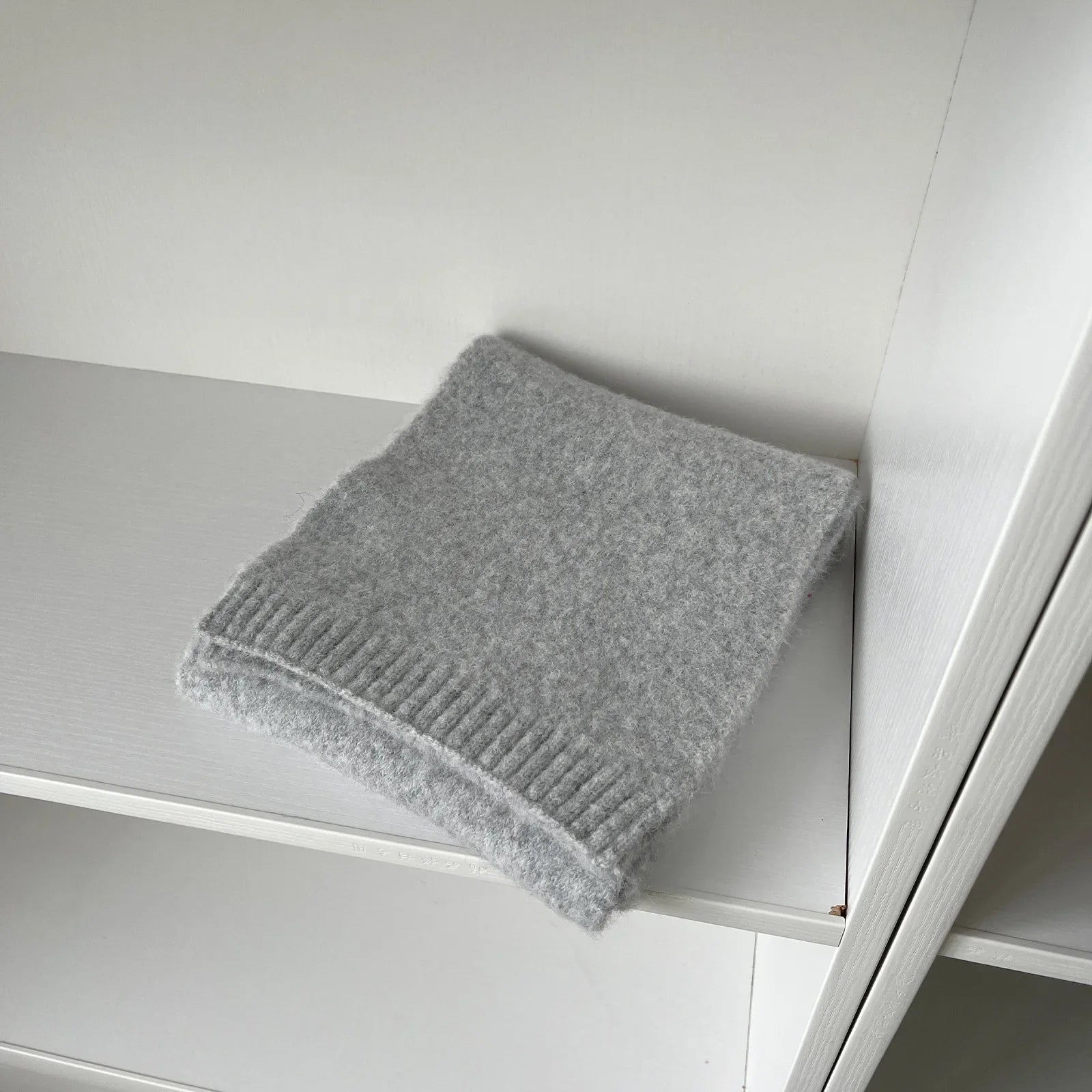 Soft Wool Blend Solid Color Winter Scarf Silver Gray / L157Cm W22Cm Scarfs-L