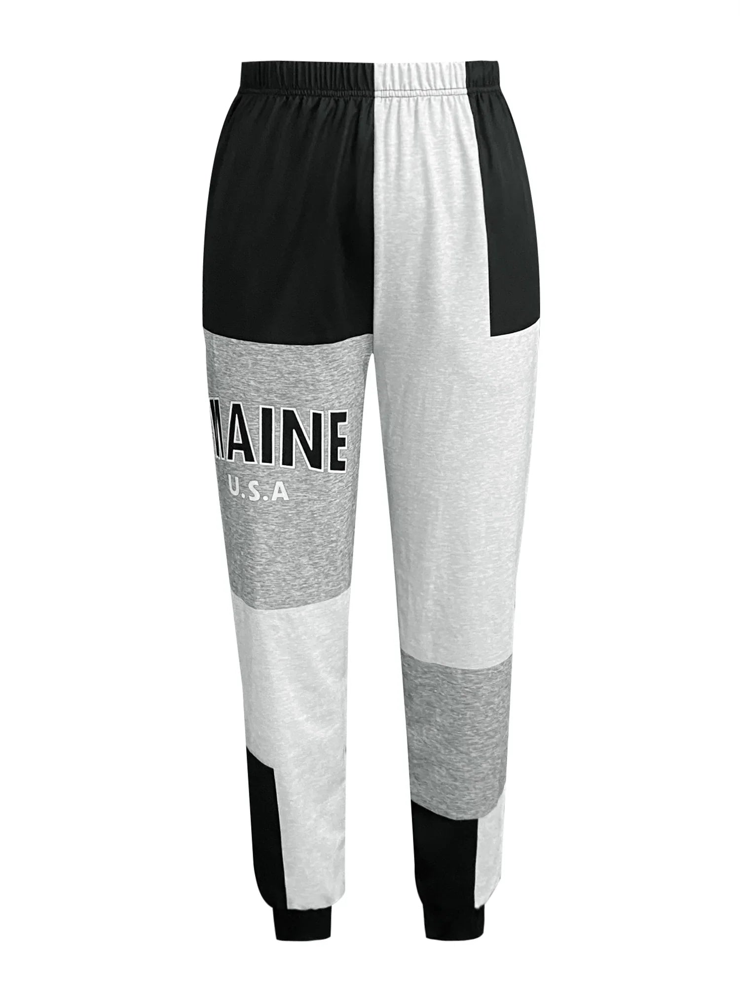 Color Block Jogger Letter Patchwork Print Knitting Casual Slant Pocket Pants