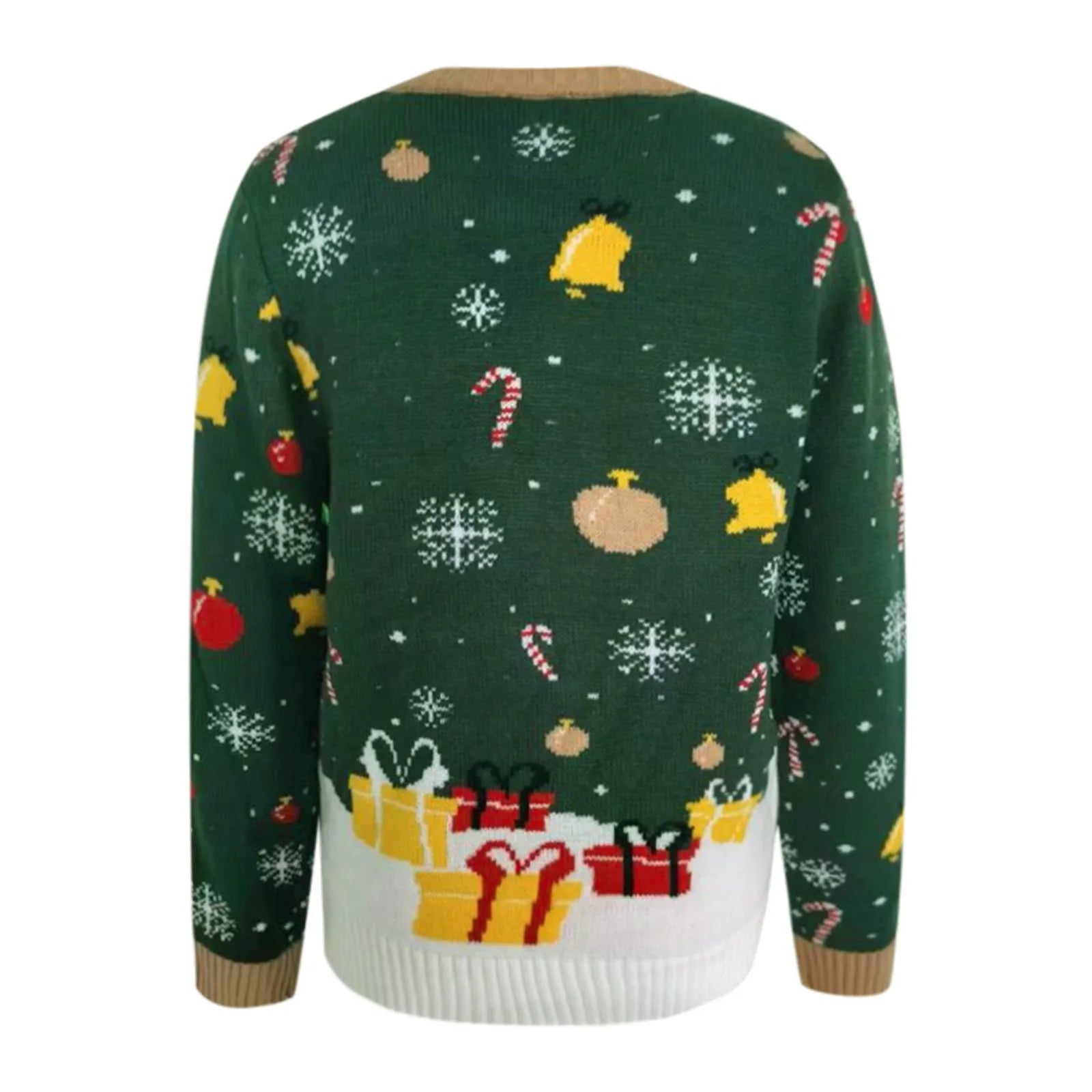 Led Light Autumn Winter Santa Jacquard Round Neck Retro Casual Christmas Sweater Sweaters-L