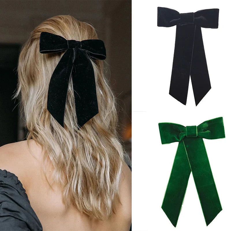Velvet Ribbon Top Clip - Christmas Hair Accessory For Women Accessories-L
