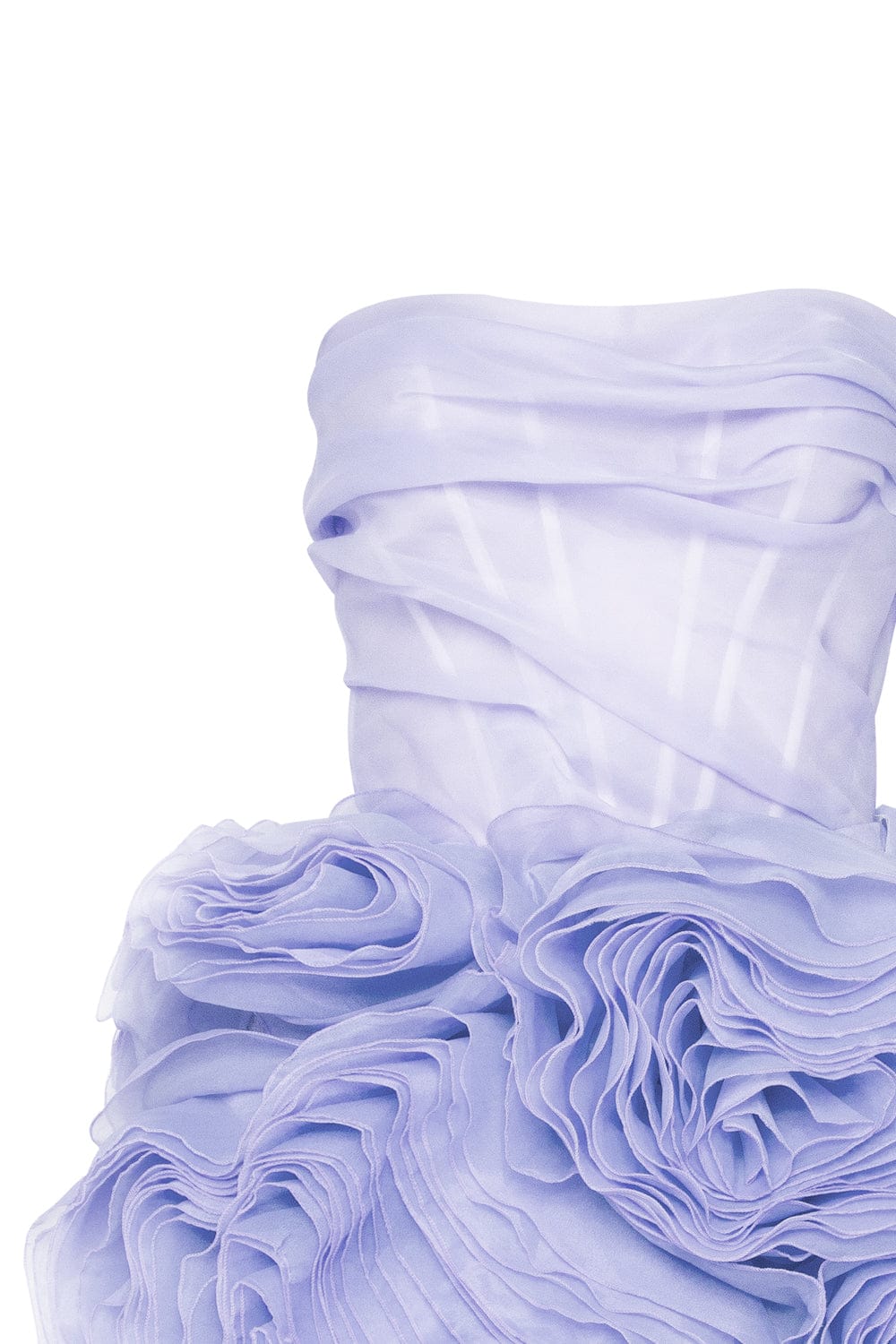 Appliqud Organza Stylish Lavender Mini Dress - Dress