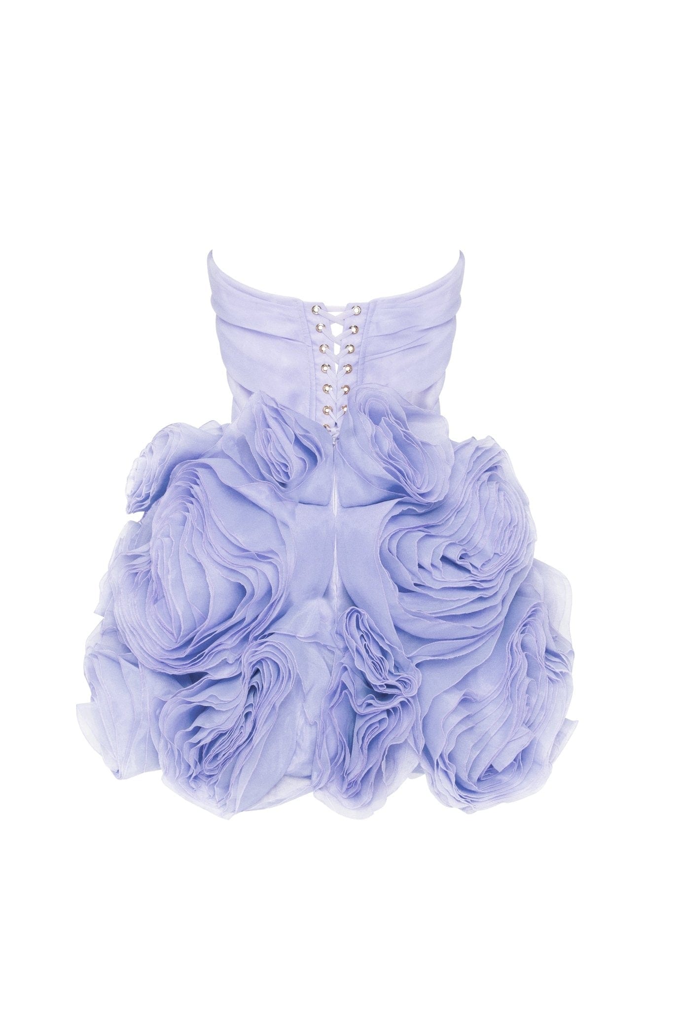 Appliqud Organza Stylish Lavender Mini Dress - Dress