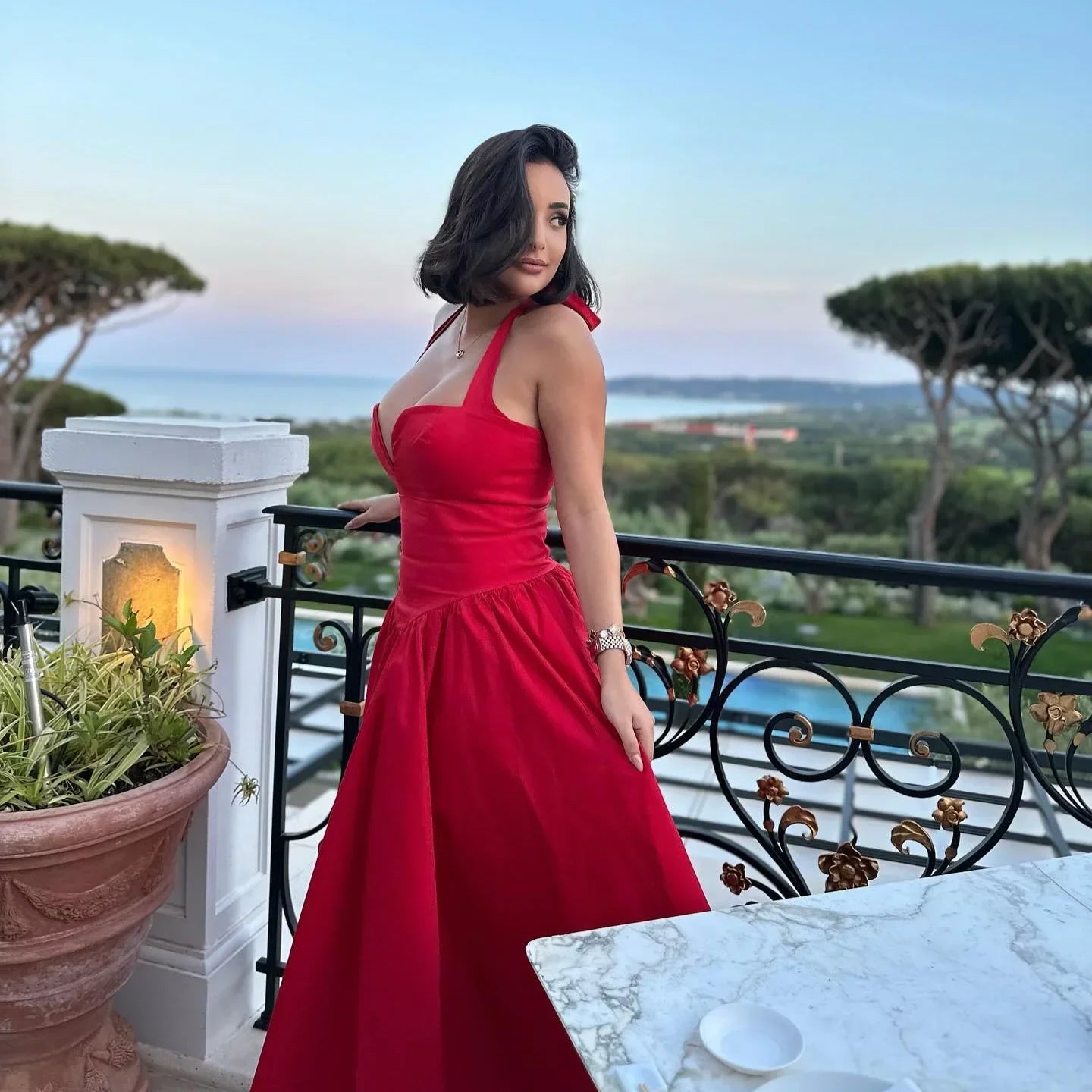 Elegant Fit And Flare Casual Sexy Christmas Party Dress Dresses-L