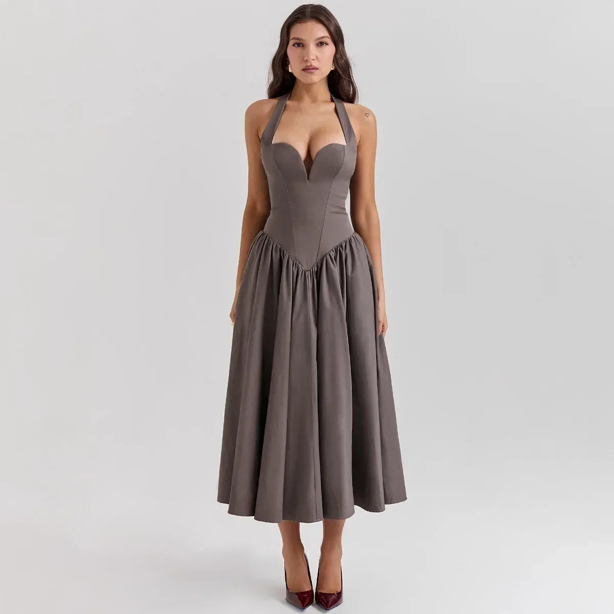 Elegant Fit And Flare Casual Sexy Christmas Party Dress Dark Grey / Xs Dresses-L