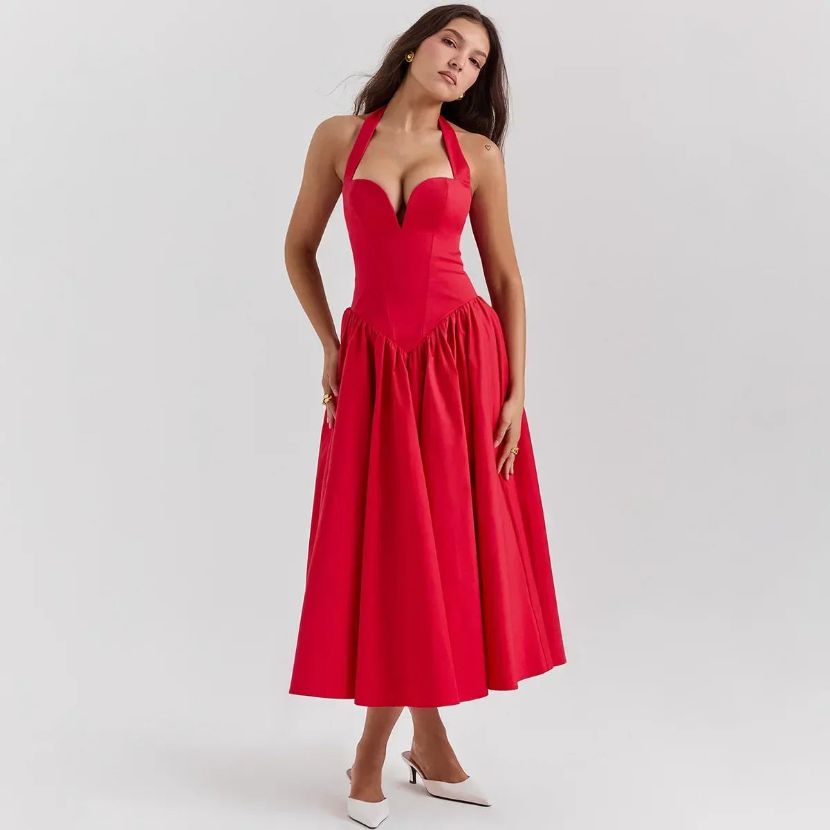 Elegant Fit And Flare Casual Sexy Christmas Party Dress Red / Xs Dresses-L