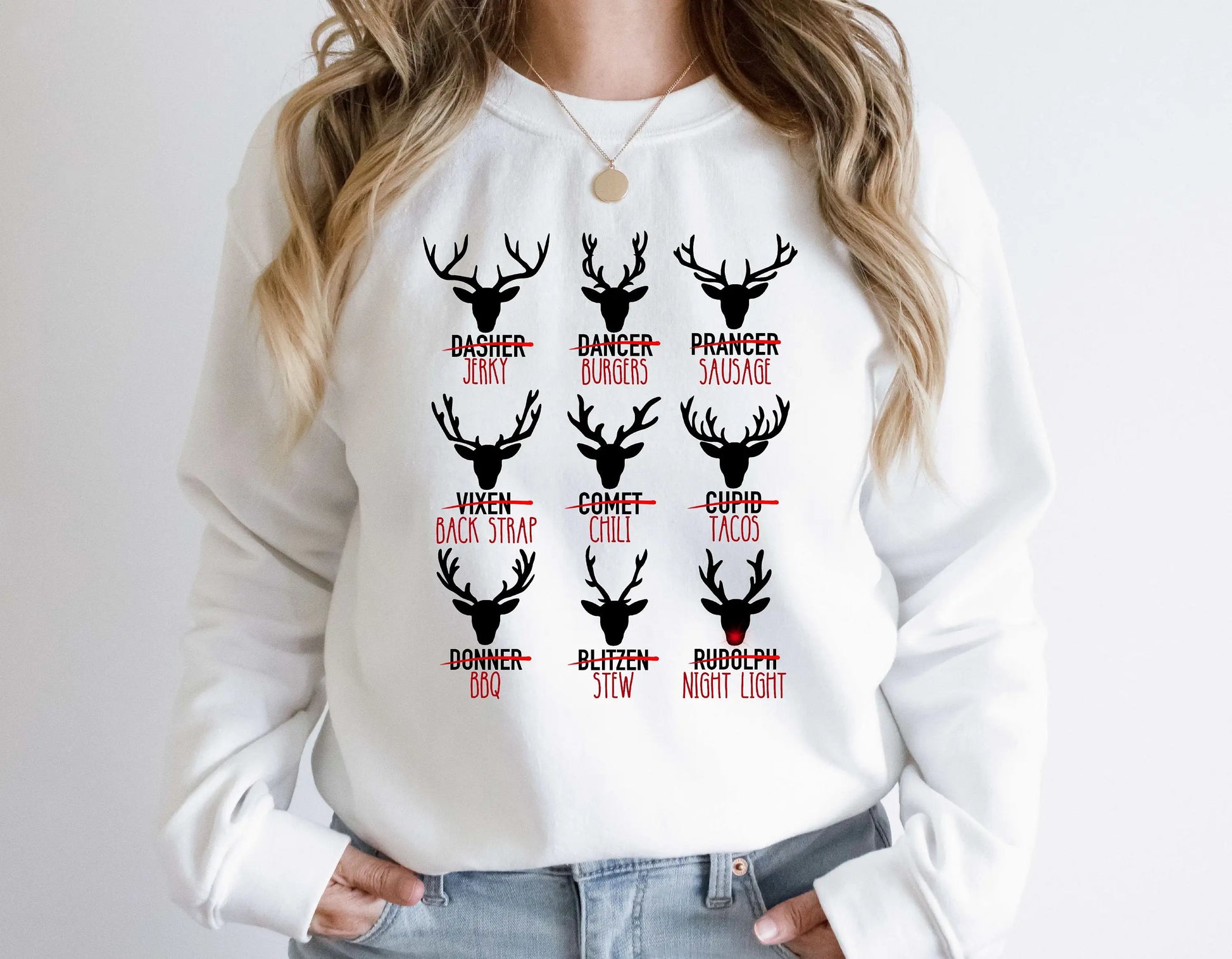 Cute Cotton Wapiti Print Hot Sale Deer Hunting Gift Christmas Hoodie White / S Hoodies-L