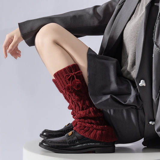 Knit Slouchy Red Leg Warmers