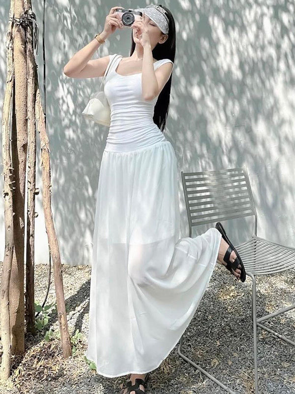Scoop Neck Bodycon Maxi Dress In Black Black Long Maxi Dress