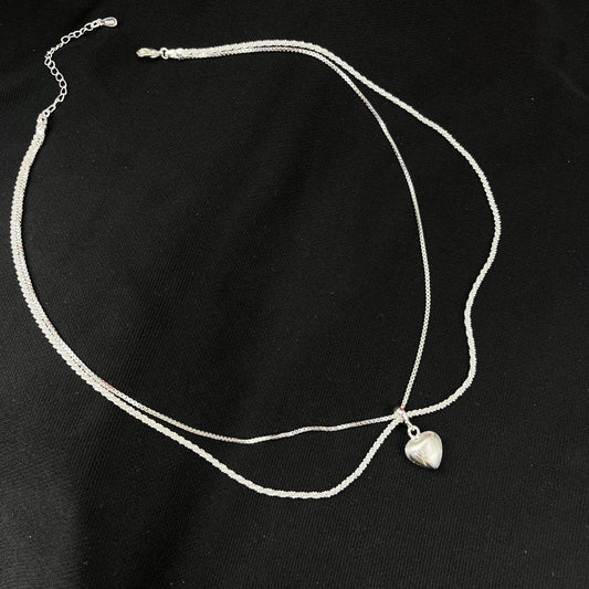 Minimal Double Layer Heart Pendant NeckLace