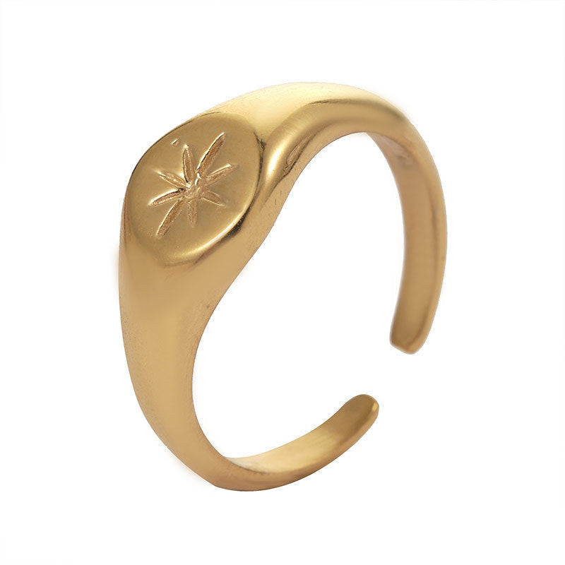 Titanium Steel Gold Plated Eight-Pointed Star Rings
