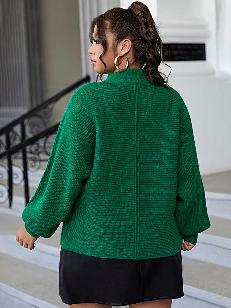 Dark Plus Size Casual Soft Long Sleeve Green Christmas Sweater Sweaters-L