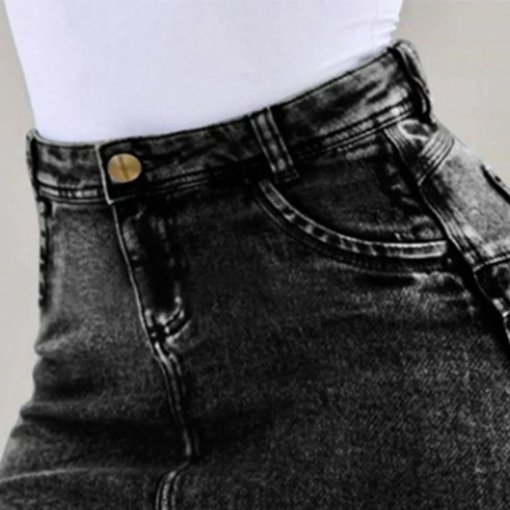 Frayed Hem Holiday Denim Skirt skirts-250223