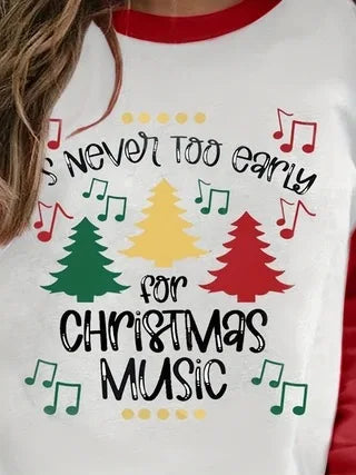 Casual Printed Long Sleeve Christmas Hoodie For Plus Size Women Hoodies-L