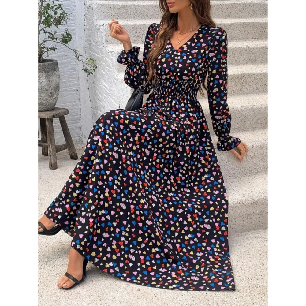 Retro Floral Print A-line Boho Dress oldfloraldress-250126