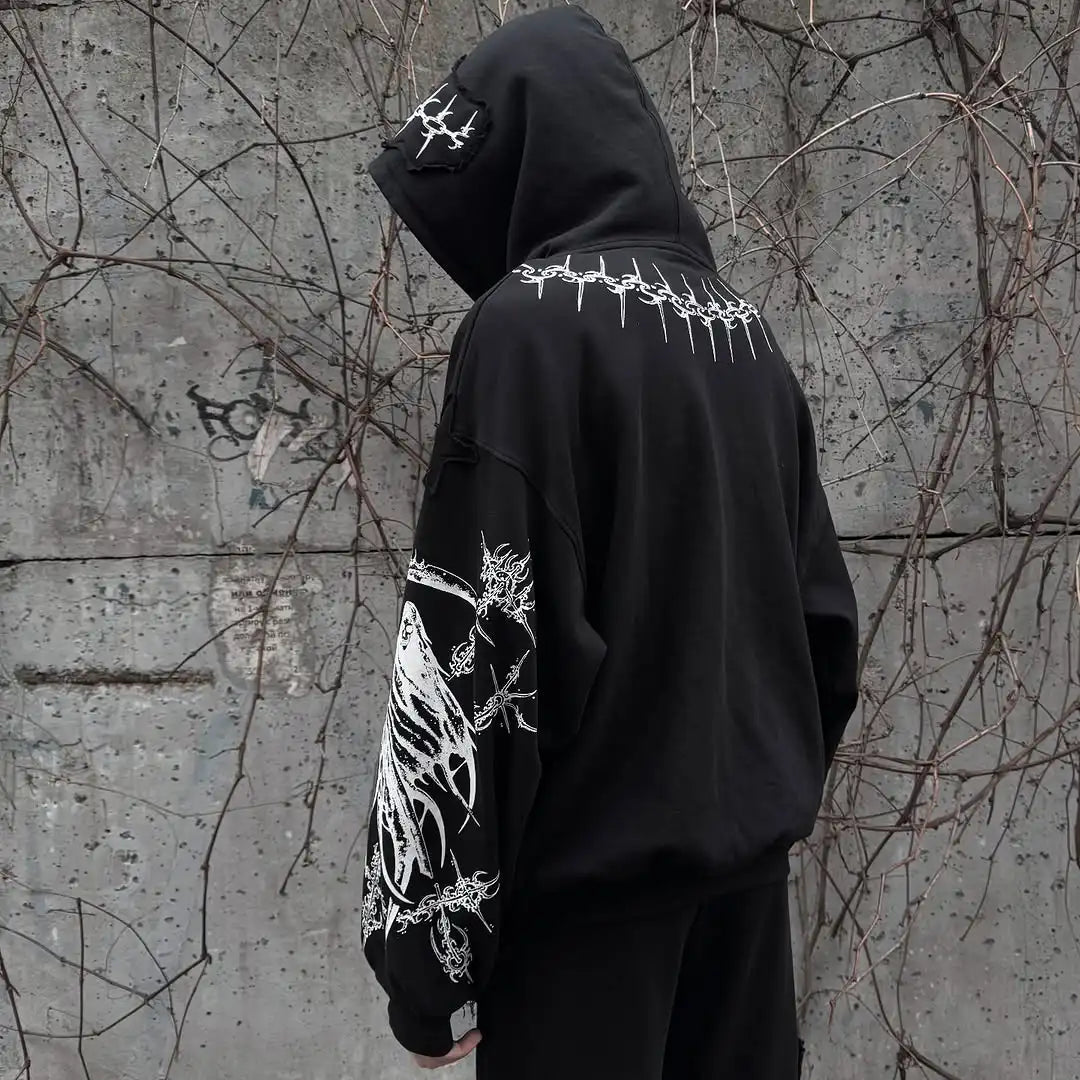 Harajuku Mournful Death Bone Hoodie