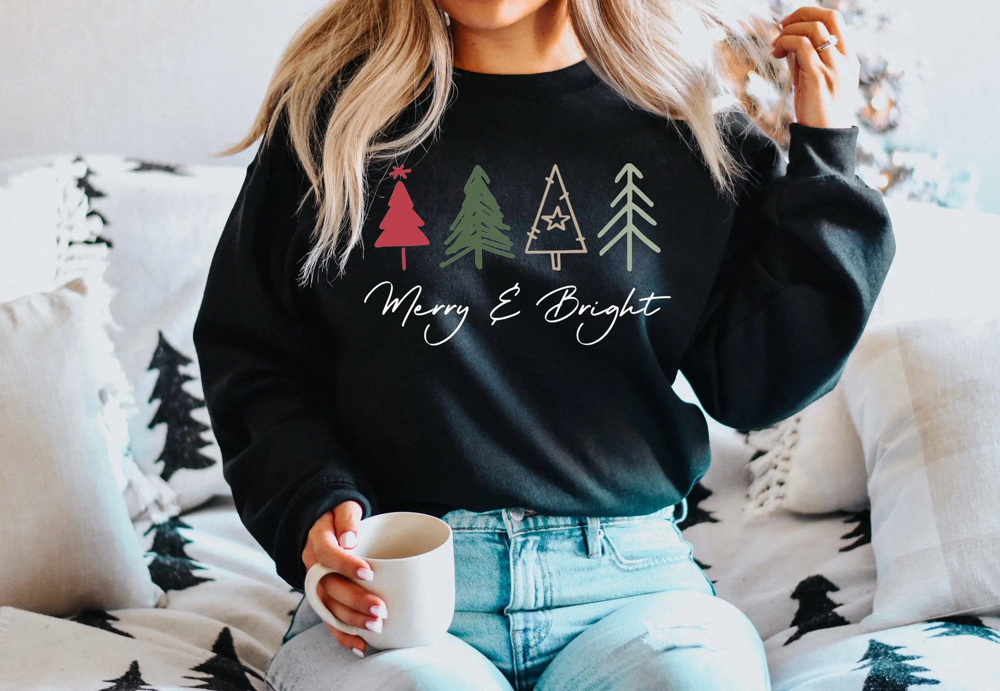 Merry Bright Modern Female Outdoors All-Match Christmas Hoodie Hoodies-L