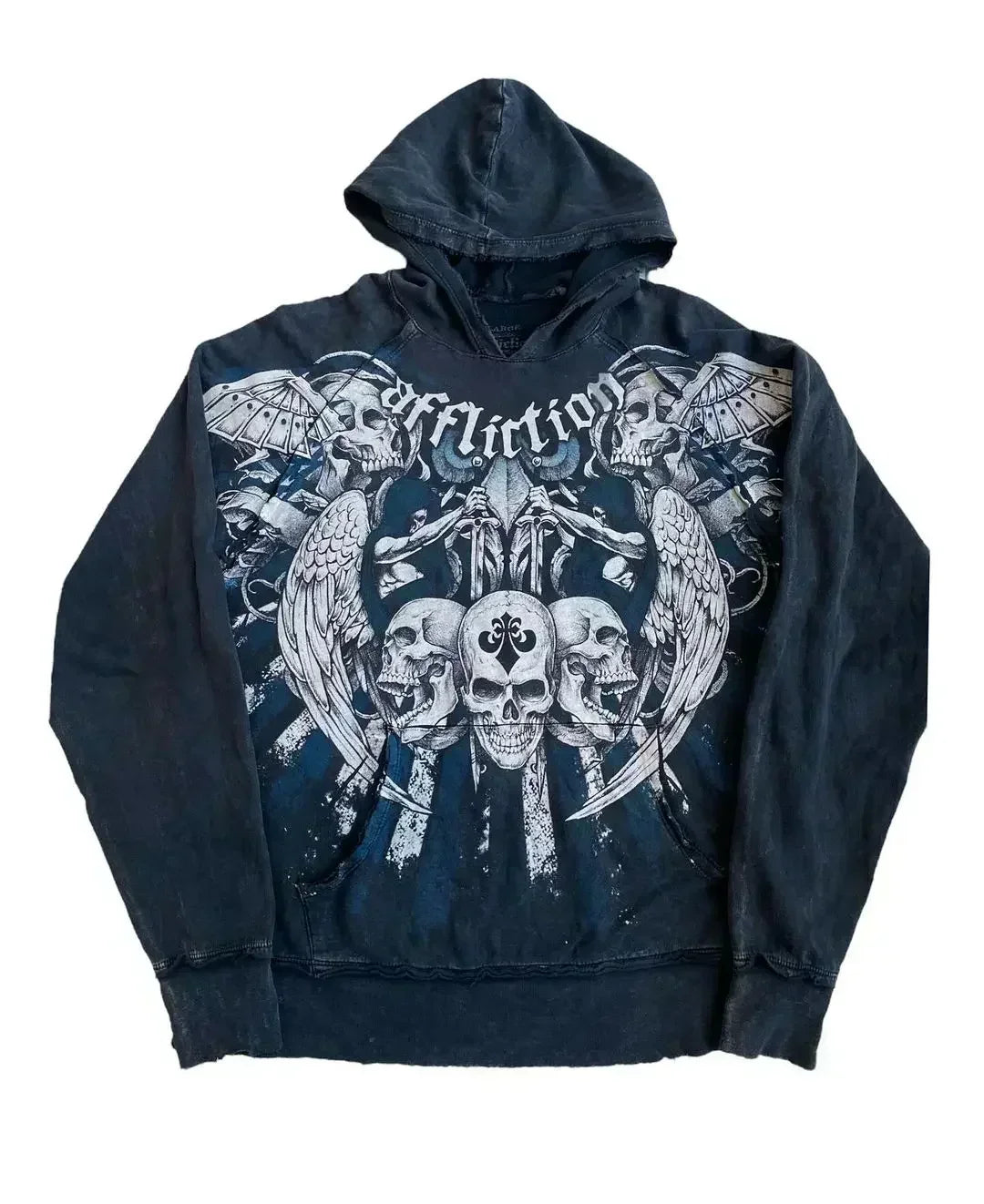 Dark Skull Oversized Zipper Hoodie black5 / S