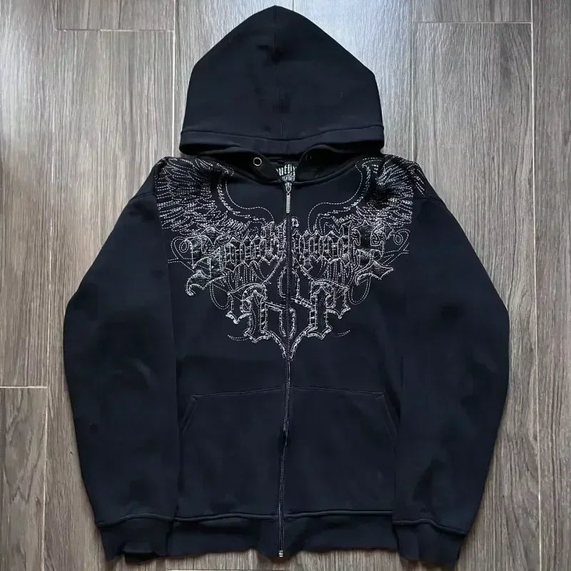 Distress Road Medieval Zip Hoodie black3 / S