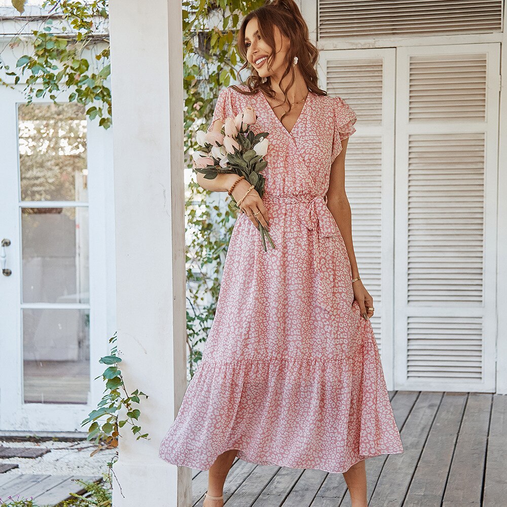 Pink Boho Resort Trendy Ladies Maxi Dress
