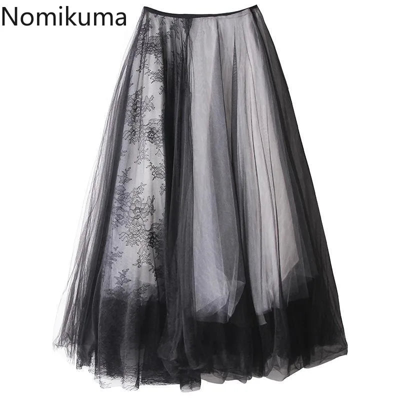 Patchwork Gauze Lace Street Skirt