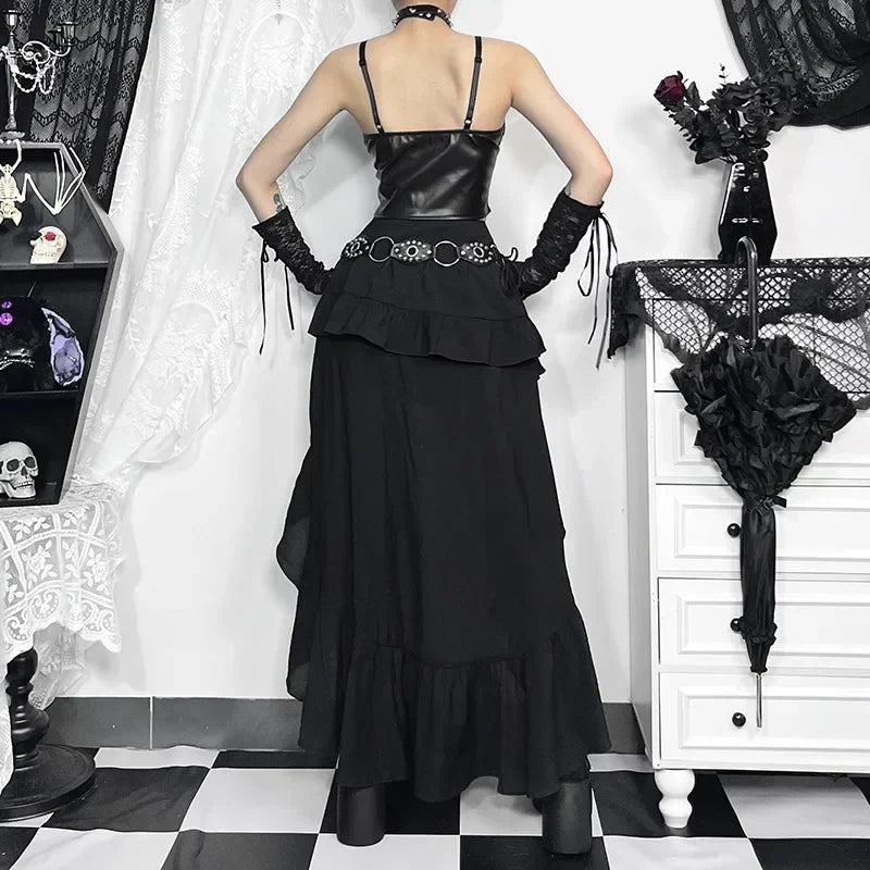 Steampunk Ruffle High Low Skirt
