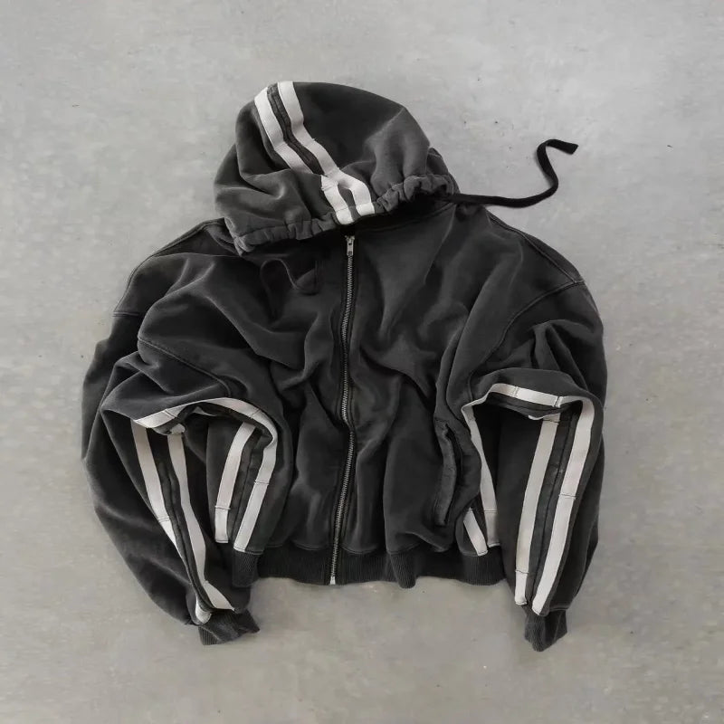 Y2K Gothic Skull Zipper Hoodie black8 / S