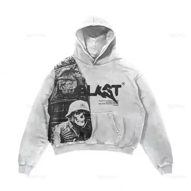 Dark Off Shoulder Pullover Hoodie white / M