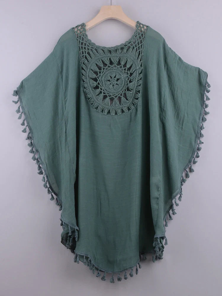 Hollow Out Tassel Bikini Cover Up color7 / One Size
