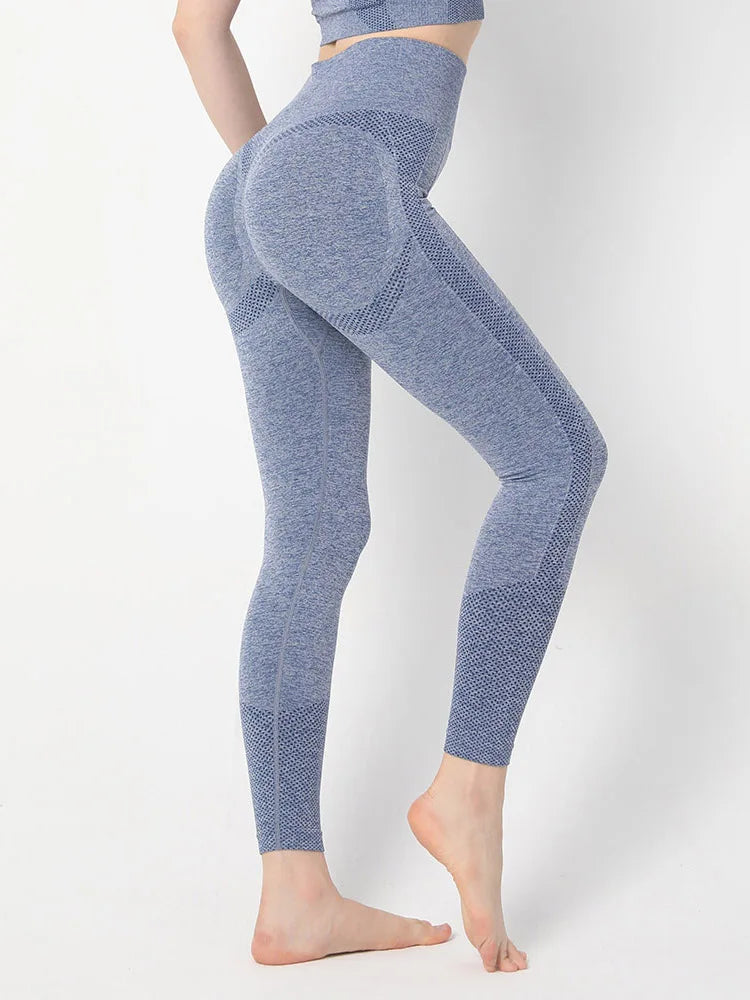 High Waist Seamless Push Up Butt Lifting Workout Legging Grey Blue / S
