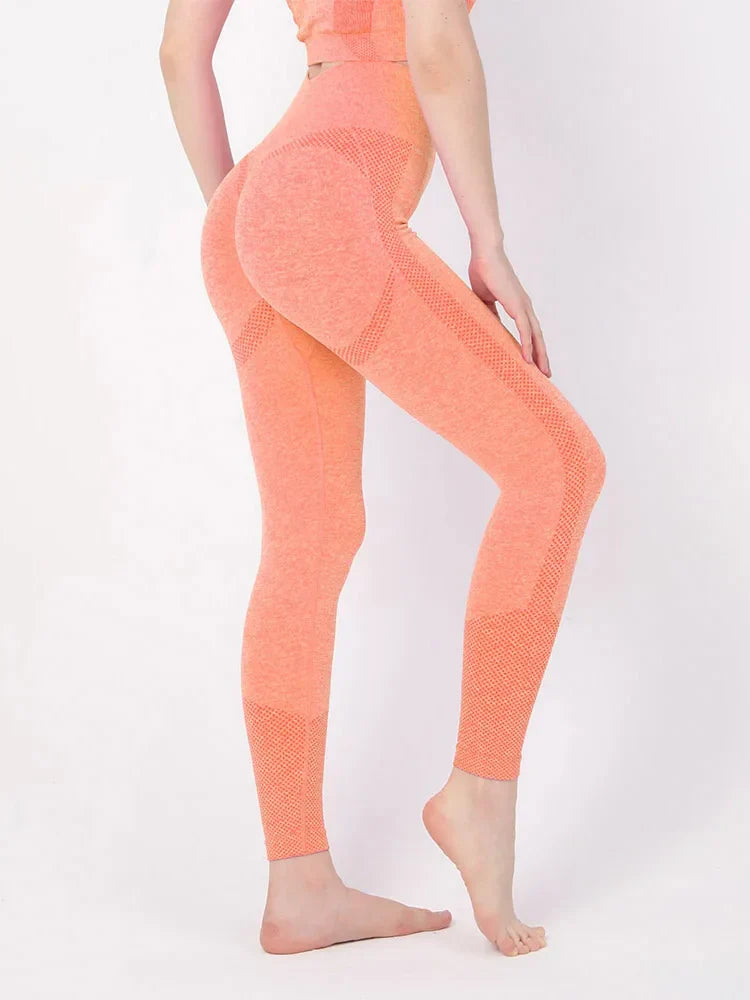 High Waist Seamless Push Up Butt Lifting Workout Legging Bright Orange / S
