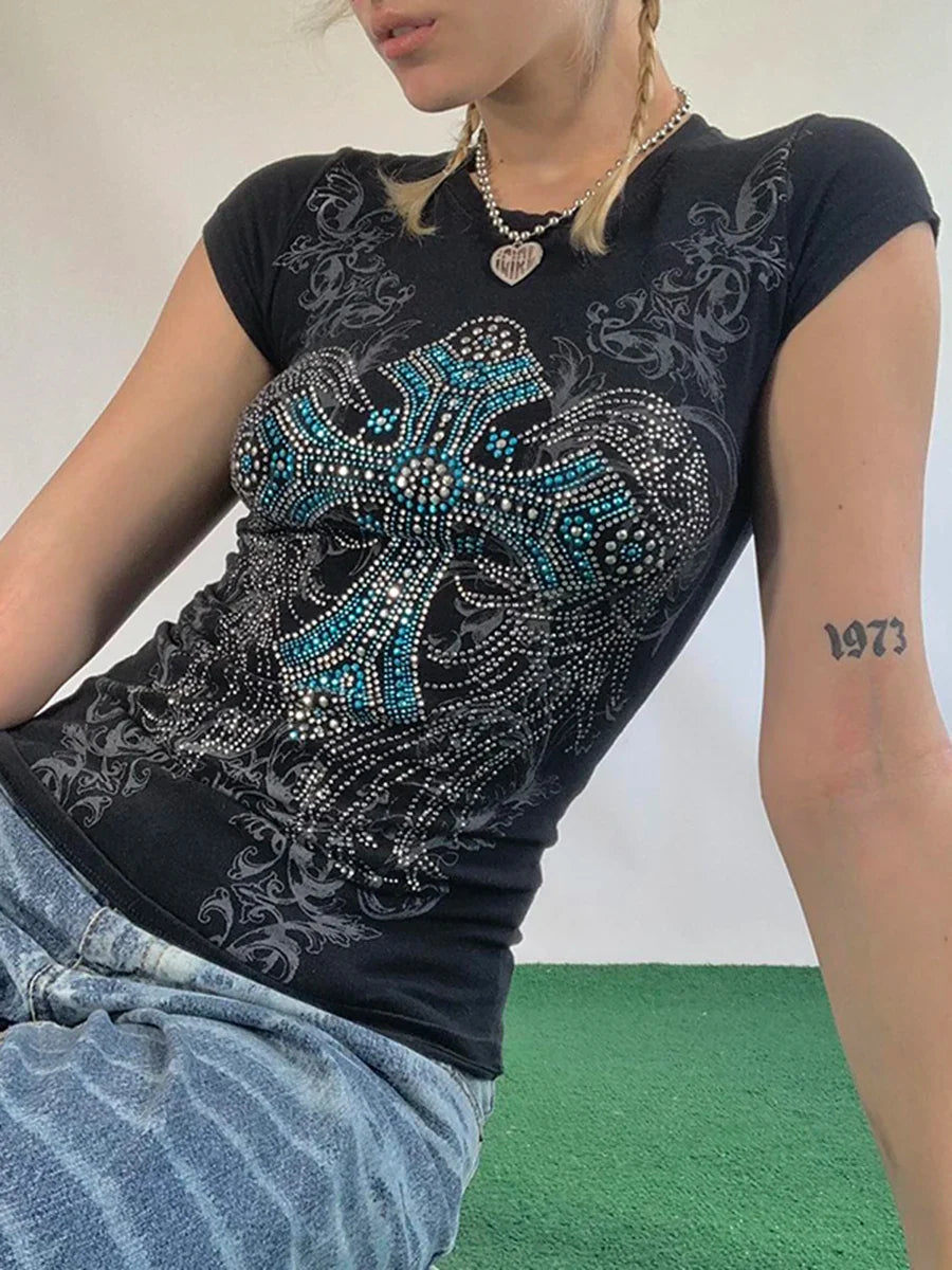 Dark Sparkling Crop Top Black / S