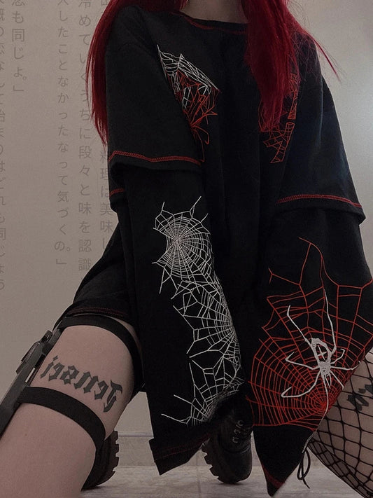 Dark Slender Fit Extended Sleeve Hooded Sweatshirt Black / S
