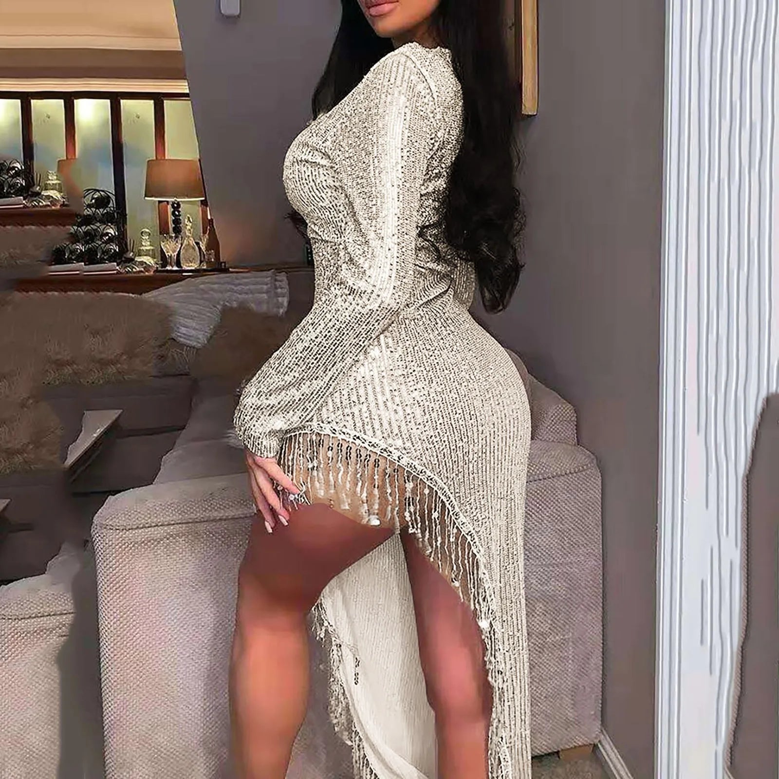 Sexy Asymmetrical Dress Womens Gown Cocktail Bodycon Party Night Christmas Dresses-L