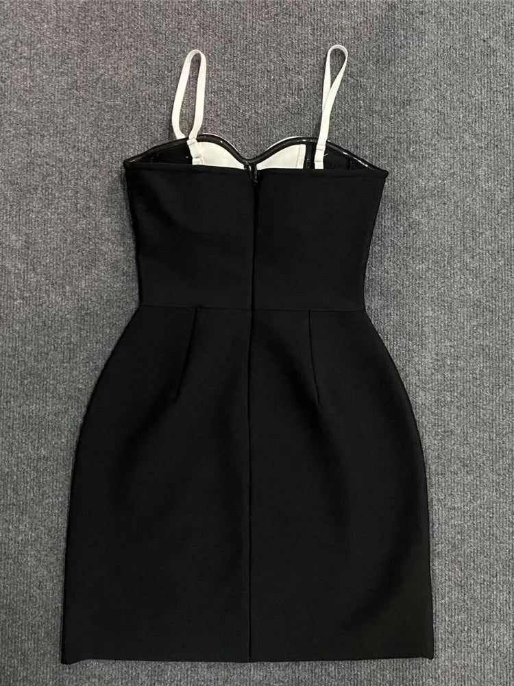 Sexy Spaghetti Strap 3D Flower Bandage Sleeveless Floral A-Line Christmas Party Dress Dresses-L