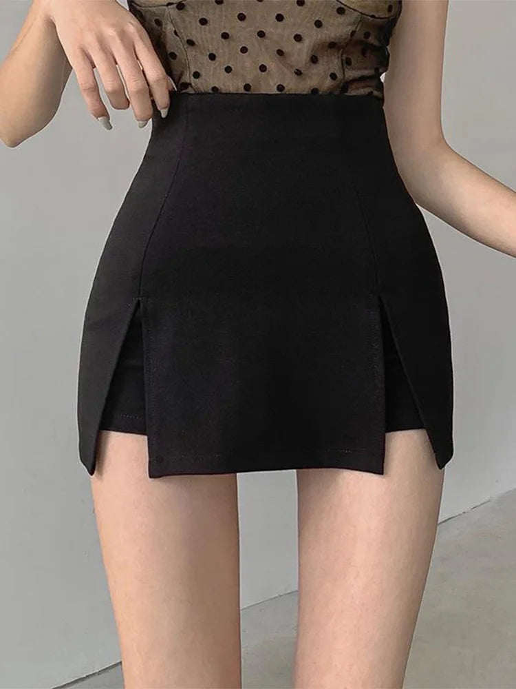 Split Skirt Office Ladies Suit Summer New Black Mini A-Line Short