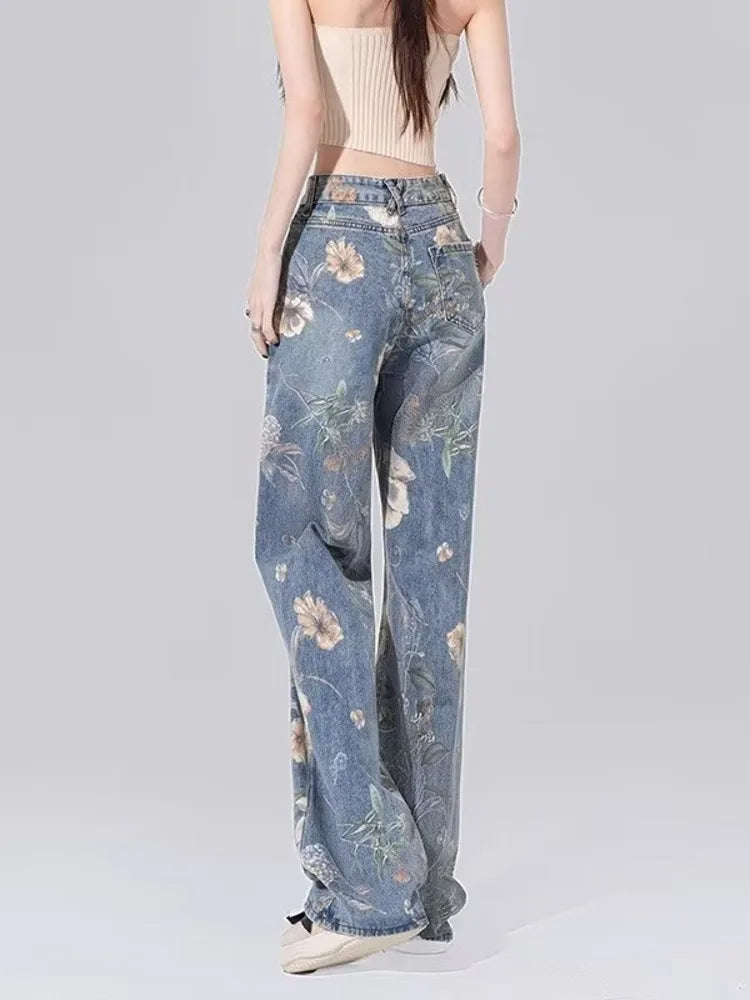 Children’s High Waist Straight Tube Loose Wide Leg Trendy Spliced With Old Zippers Jean