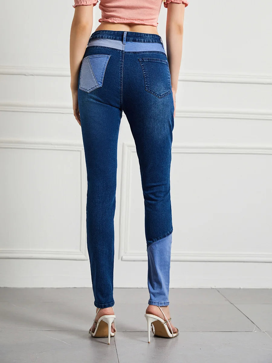 Stretch Patchwork Slim Fashion Vintage Streetwear Denim Jean