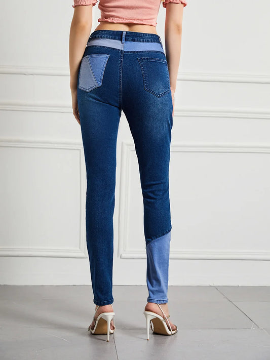 Stretch Patchwork Slim Fashion Vintage Streetwear Denim Jean