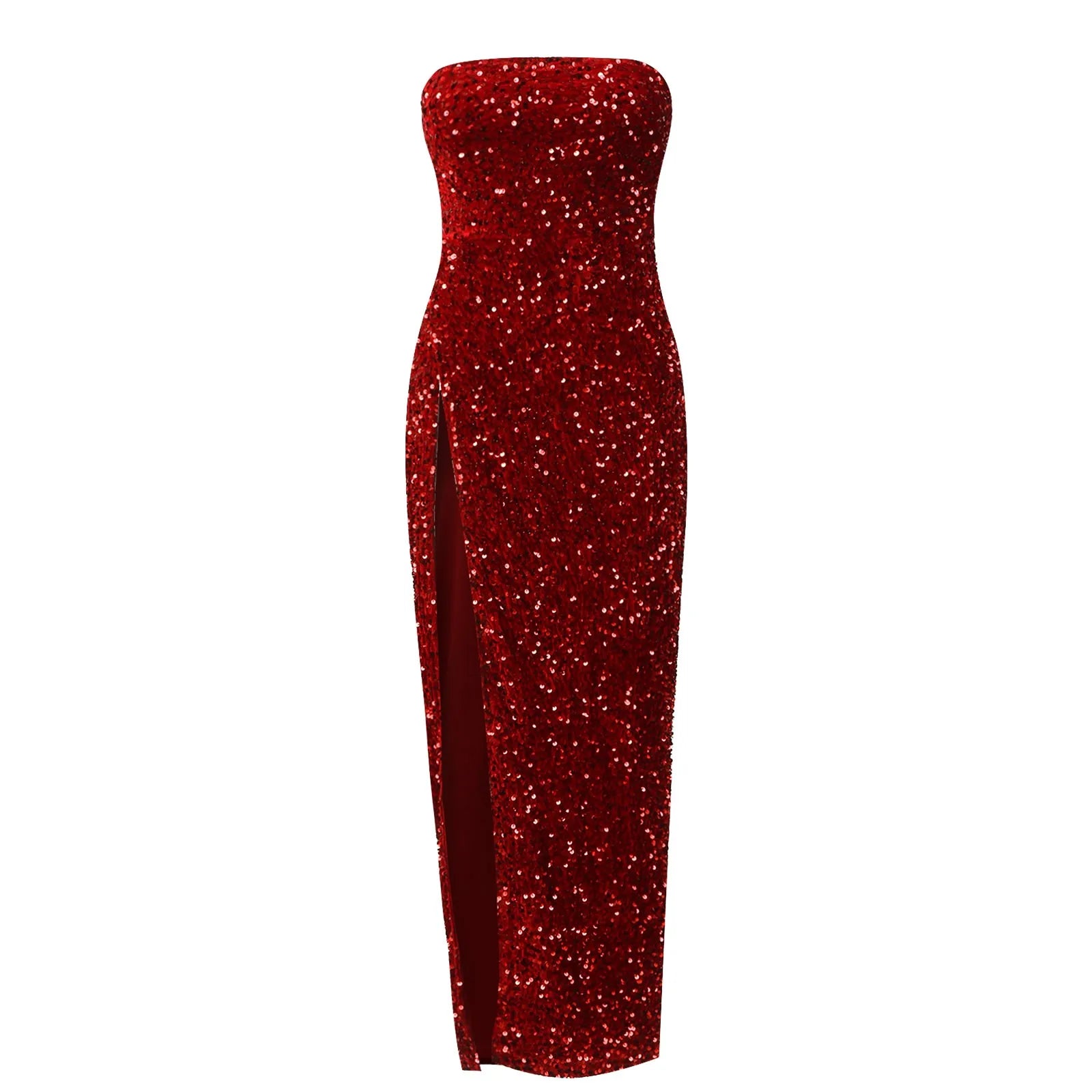 Summer Sequin Sexy High Slit Elegant Christmas Party Dress Dresses-L