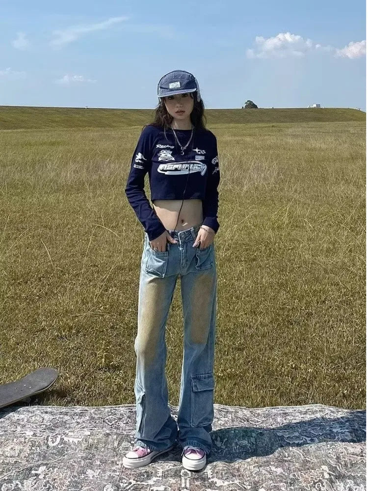 Spring And Autumn New Thin Small Style Design Feel Loose Straight Leg Fashion Women’s Jean