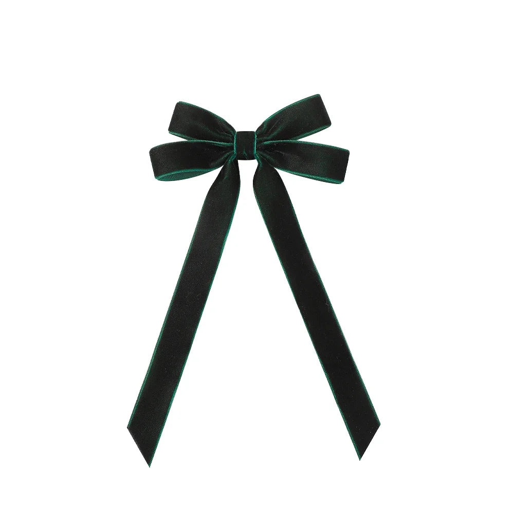 Large Velvet Wedding Long Ribbon Hair Accessory Green 1 / 1Pcs Accessories-L