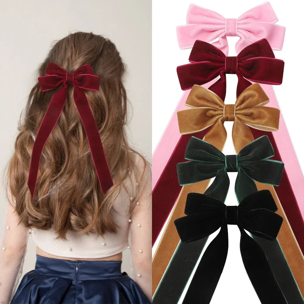 Large Velvet Wedding Long Ribbon Hair Accessory Accessories-L