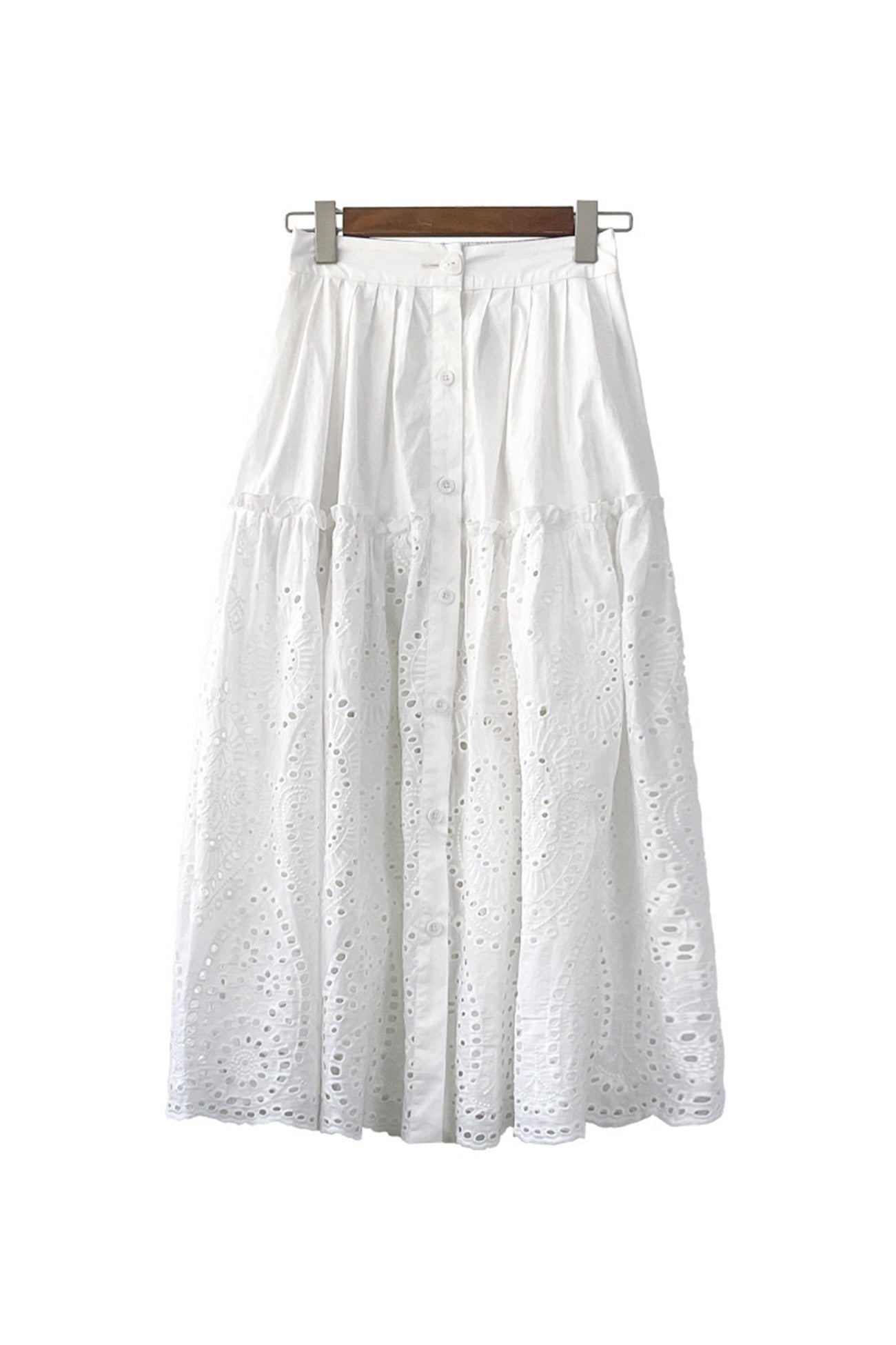 Folded White Lace With Skirt Embroidery Skirts