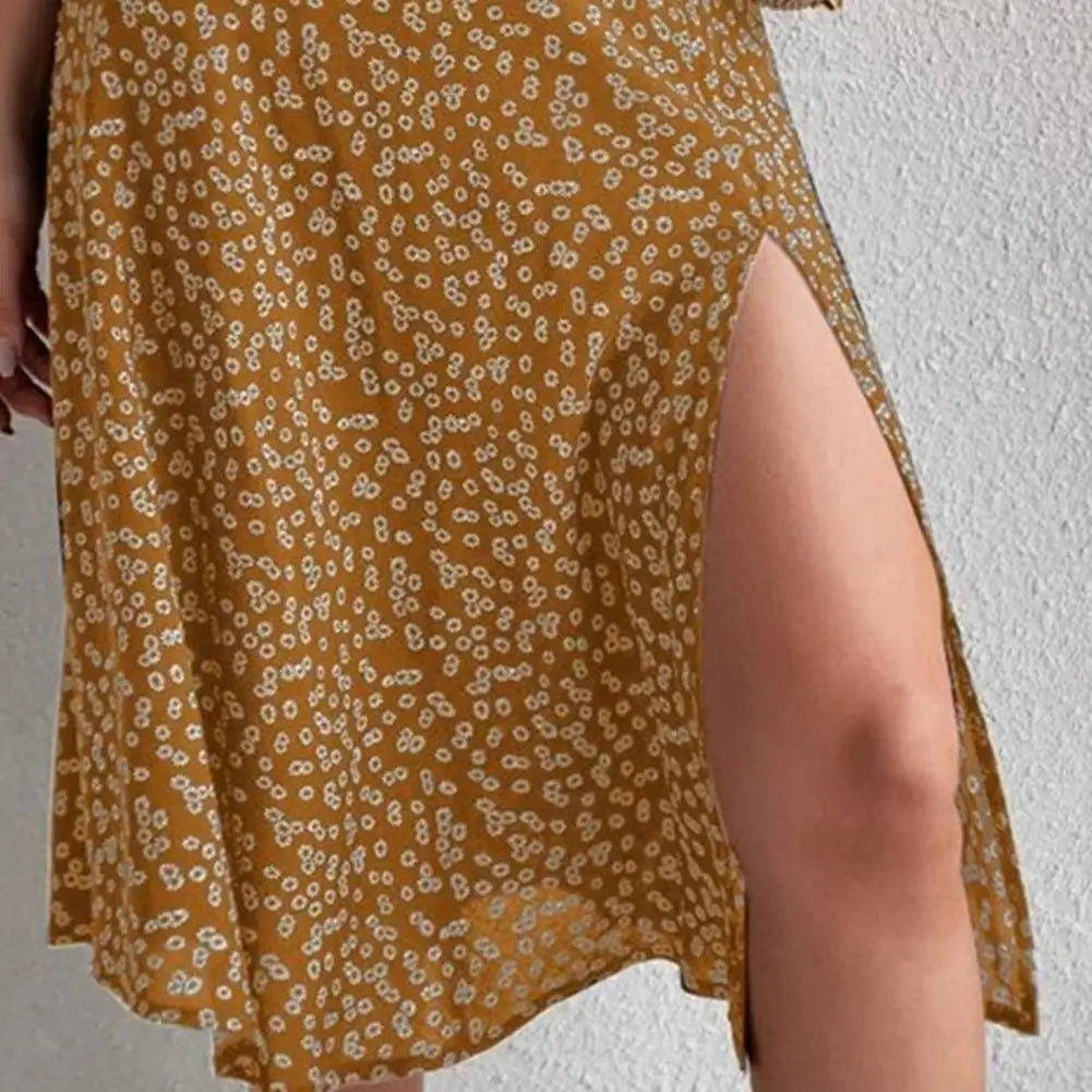 Floral Print Slit A-Line High Waist Loose Skirt skirt-250126