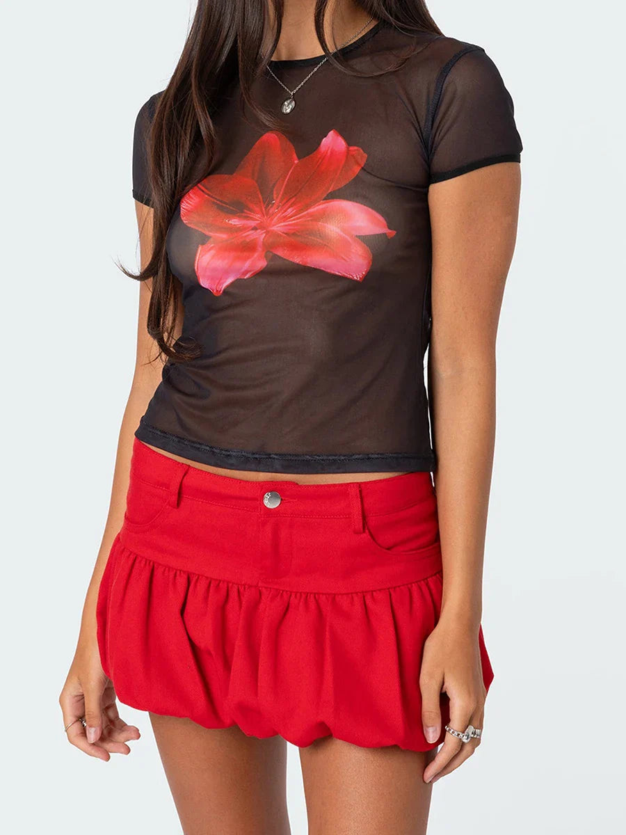 Denim Bubble Low Rise Skirt skirts-250223