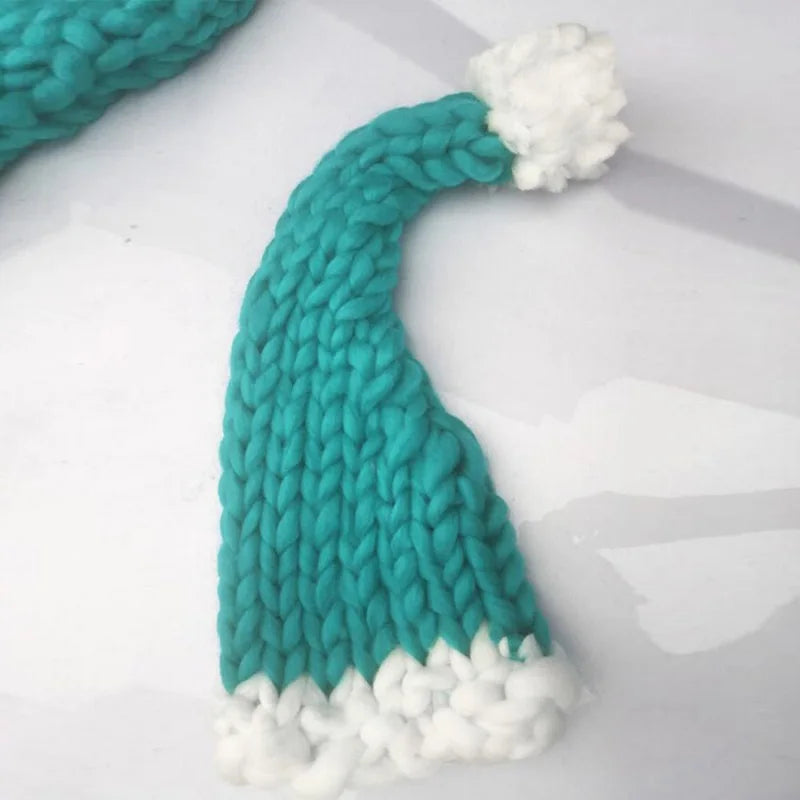 Knit Wool Christmas Party Hat - Warm Fashion For Home And Outdoor Blue Hat-L
