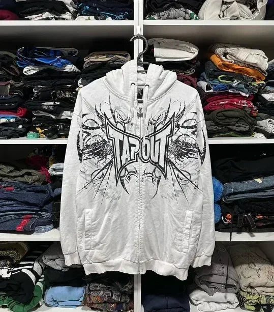 Retro Punk Fall Hoodie white 2 / S